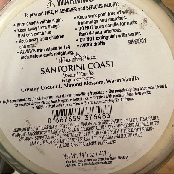 Bath and body works White Barn Santorini Coast Candle - Picture 4 of 4